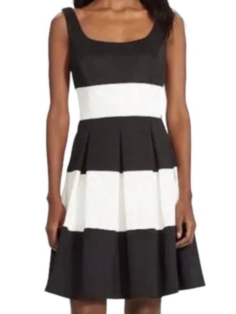 Lauren Ralph Lauren Black and White Striped Midi Dress Sz 14P